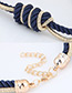 Fashion Dark Blue Knot Design Color Matching Simple Necklace