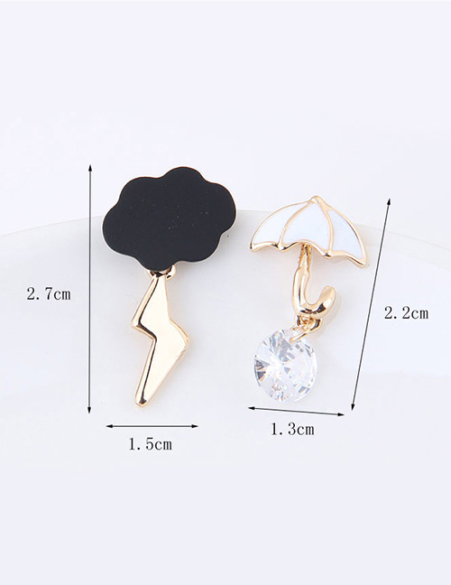 Sweet White+black Cloud&umbrella Decorated Asymmetric Earrings