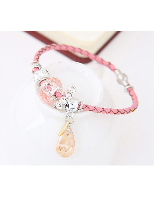 Trendy Beige Water Drop Shape Diamond Decorated Simple Bracelet