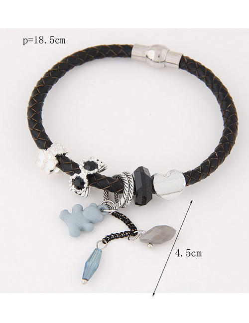 Trendy Blue Bear Pendant Decorated Simple Bracelet