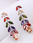 Elegant Zircon Leaf Shape Diamond Decorated Earrings