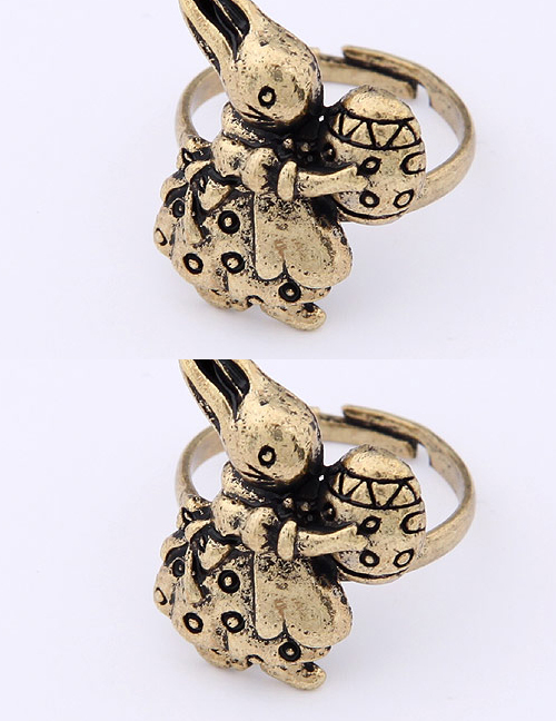 Lovely Gold Color Metal Rabbit Decorated Ring