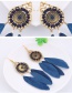 Trendy Dark Blue Feather Decorated Pure Color Earrings