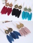 Trendy Dark Blue Feather Decorated Pure Color Earrings