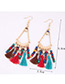 Trendy Blue Tassel&beads Decorated Pure Color Earrings