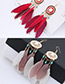 Trendy Black+gray Feather Pendant Decorated Simple Earrings