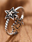 Fashion Antique Silver Snowflake&star Decorated Simple Opening Ring