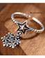 Fashion Antique Silver Snowflake&star Decorated Simple Opening Ring