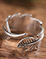 Fashion Antique Silver Feather Shape Decorated Opening Ring