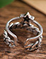 Fashion Antique Silver Stars Decorated Pure Color Opening Ring