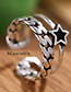 Fashion Antique Silver Stars Decorated Pure Color Opening Ring