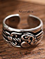 Fashion Antique Silver Flower Pattern Decorated Opening Ring