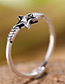 Fashion Antique Silver Star Shape Decorated Pure Color Opening Ring