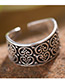 Fashion Antique Silver Flower Shape Decorated Pure Color Opening Ring