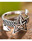 Fashion Antique Silver Star Shape Decorated Pure Color Opening Ring