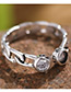 Fashion Antique Silver Diamond Decorated Pure Color Simple Ring