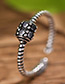 Fashion Antique Silver Diamond Decorated Pure Color Opening Ring