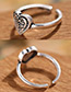 Fashion Antique Silver Heart Shape Decorated Pure Color Opening Ring