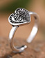 Fashion Antique Silver Heart Shape Decorated Pure Color Opening Ring