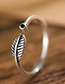 Fashion Antique Silver Leave Shape Decorated Pure Color Opening Ring