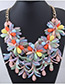 Fashion Black Flower Shape Decorated Color Matching Necklace