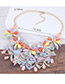 Fashion Pink Flower Shape Decorated Pure Color Necklace