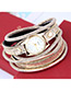 Fahsion Gold Color Diamond Decorated Round Dial Multi-layer Watch