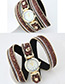 Fahsion Brown Rivet&diamond Decorated Round Dial Multi-layer Watch
