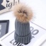 Sweet Dark Gray Fuzzy Ball Decorated Pure Color Cap