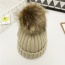 Sweet Beige Fuzzy Ball Decorated Pure Color Cap