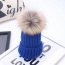Sweet Sapphire Blue Fuzzy Ball Decorated Pure Color Cap