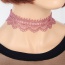 Elegant Pink Hollow Out Flower Decorated Pure Color Lace Necklace