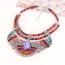 Vintage Multi-color Hollow Out Geometric Shape Decorated Double Layer Necklace