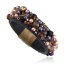 Fashion Black Beads&diamond Decorated Handmade Leather Bracelet