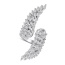 Fashion Silver Color Water Drop Diamond Decorated Hollow Out Feather Shape Ring