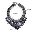 Trendy Black Water Drop Diamond Decorated Tassel Desgin Handmade Necklace