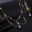 Vintage Bronze Metal Round Shape Pure Color Long Chain Necklace