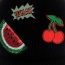 Elegant Black Watermelon&cherry Pattern Decorated Pure Color Cap