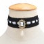 Vintage White Round Shape Decorated Simple Wide Choker