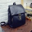Vintage Black Double Zipper Decorated Pure Color Backpack