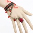 Vintage Red Beads&rose Flower Shape Decorated Leaf Design Ring