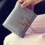 Fashion Gray Metail Deer Head Decorated Pure Color Wallet
