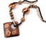 Fashion Brown Hollow Out Square Shape Pendant Decorated Double Layer Necklace