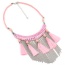 Fashion Pink Long Tassel Pendant Decorated Hand-woven Simple Necklace
