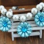 Fashion Blue Pearls Decorated Flower Shape Design Short Necklace
