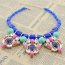 Exaggerated Multi-color Pearls&diamond Decorated Hollow Out Design Clavicle Necklace