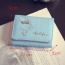Cute Blue Rabbit&letter Pattern Decorated Pure Color Wallet