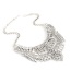 Fashion Silver Color Square Shape Diamond Decorated Multi-layer Simple Collar Necklace