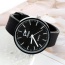 Fashion Black Pure Color Decorated Big Dial Design Simple Watch