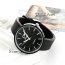 Fashion Black Pure Color Decorated Big Dial Design Simple Watch